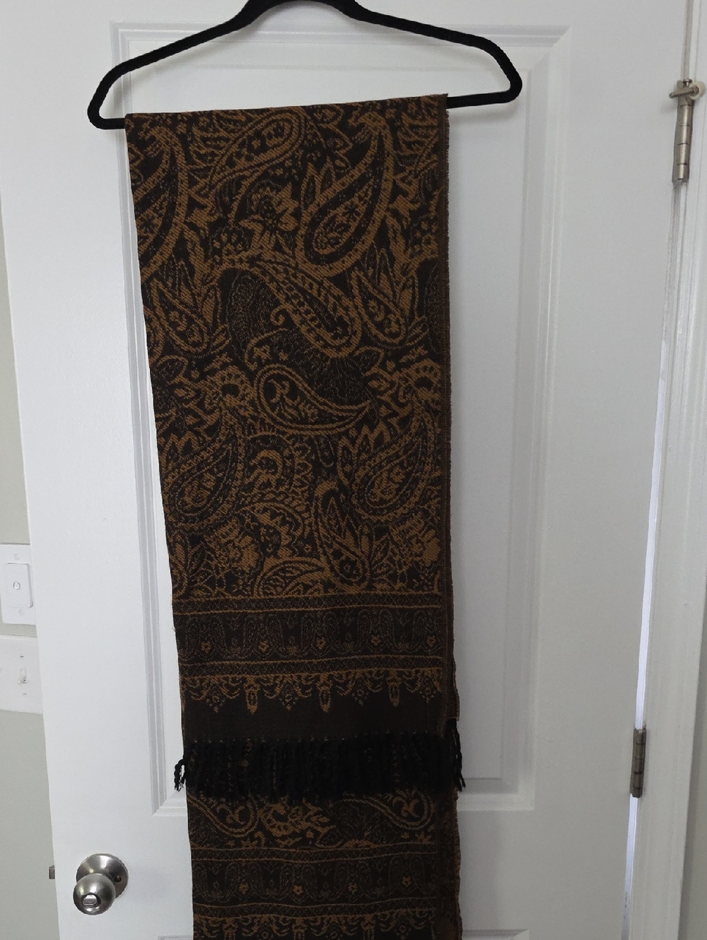 Classic Paisley Throw Scarf - Brown and Black